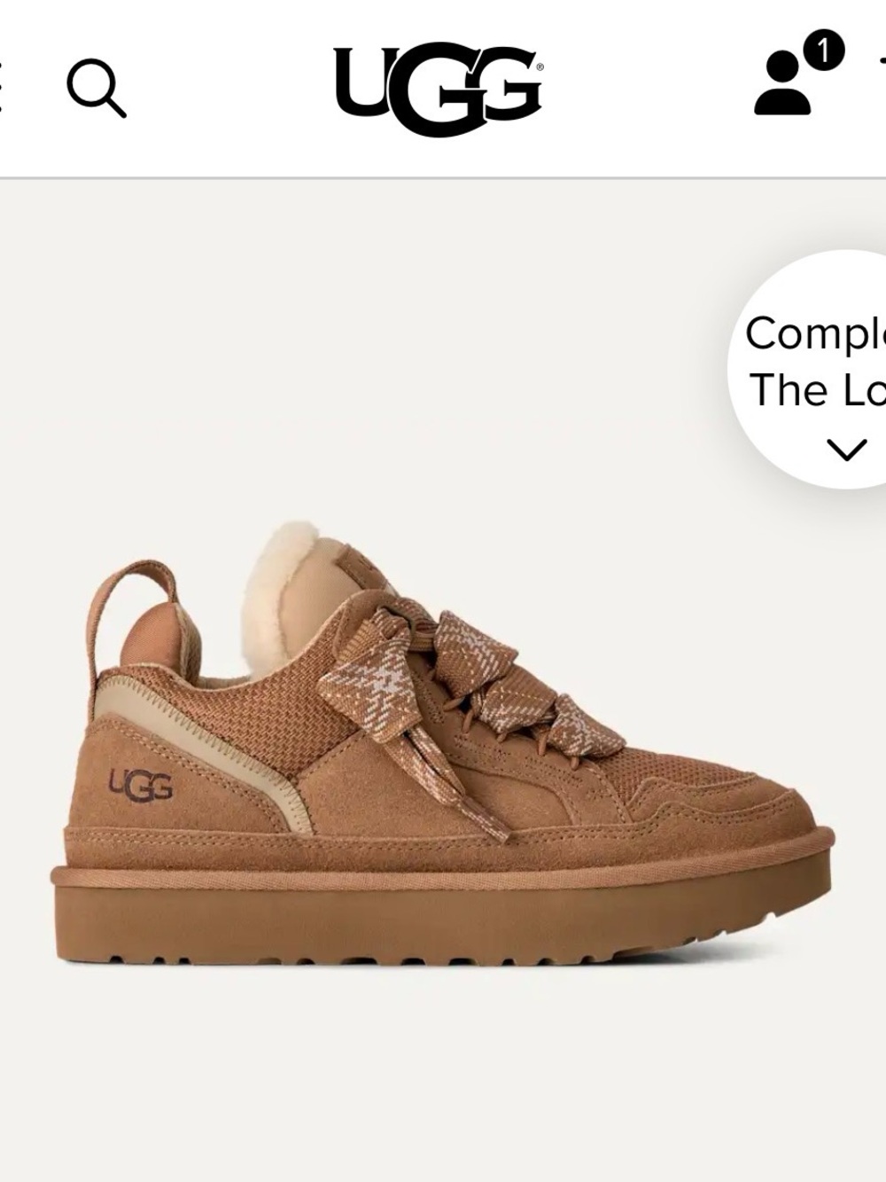 UGG Tan Suede Sneaker with Shearling Trim